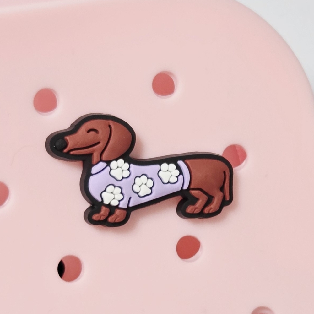 Dachshund Dog Purple Sweater Shoe Charm Silicone Croc Jibbitz Compatible Y2K